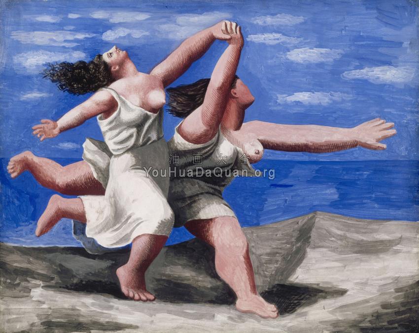 海滩上奔跑的两个女人（赛跑） - 巴勃罗·毕加索